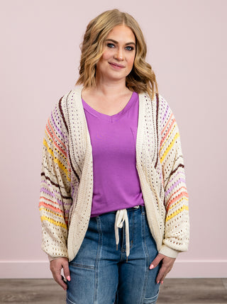 *NEW* Senna Striped Crochet Cardigan | Multi