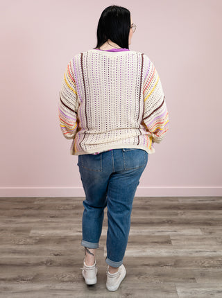 *NEW* Senna Striped Crochet Cardigan | Multi