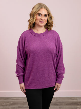 *NEW* Rylee Ribbed Drop Shoulder Sweater | Light Plum