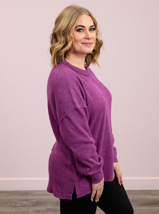 *NEW* Rylee Ribbed Drop Shoulder Sweater | Light Plum