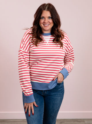 Simply The Best Color Block Stripe Top | Pink & Blue