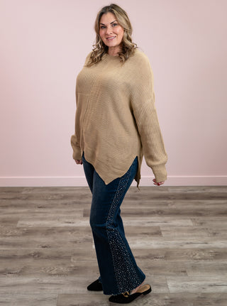 Shifted Chic Asymmetrical Knit Sweater | Taupe