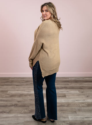 Shifted Chic Asymmetrical Knit Sweater | Taupe