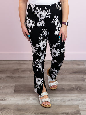 *FINAL SALE* Love & Lust Work Pant | Black & Ivory Floral