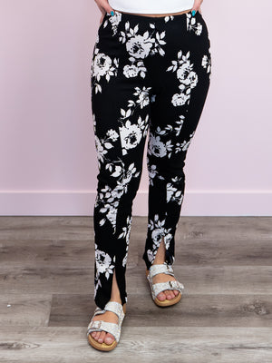 *FINAL SALE* Love & Lust Work Pant | Black & Ivory Floral