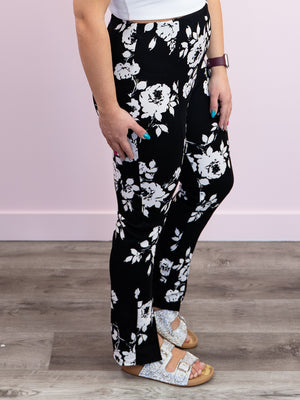 *FINAL SALE* Love & Lust Work Pant | Black & Ivory Floral