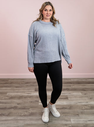 Rylee Ribbed Drop Shoulder Sweater | Heather Grey