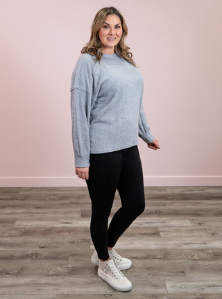 Rylee Ribbed Drop Shoulder Sweater | Heather Grey