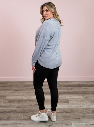 Rylee Ribbed Drop Shoulder Sweater | Heather Grey