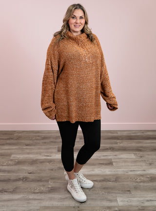 Savannah Half Zip Knit Sweater | Rust