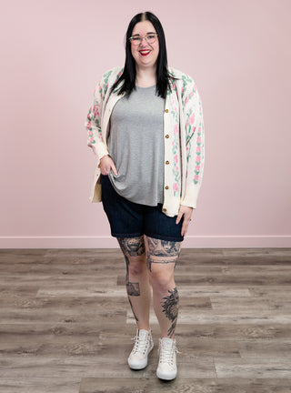 Florence Floral Cardigan | Ivory & Pink