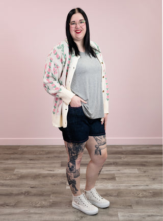 Florence Floral Cardigan | Ivory & Pink