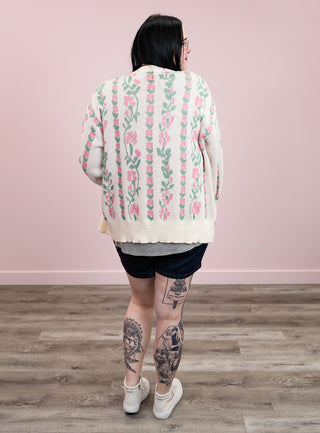 Florence Floral Cardigan | Ivory & Pink