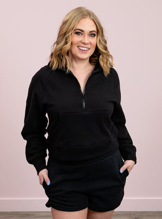 Jill Half Zip Fleece Sweatshirt | Black