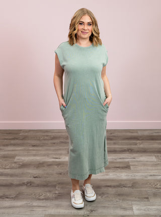 Summer Fling Sleeveless Midi Dress | Sage Green