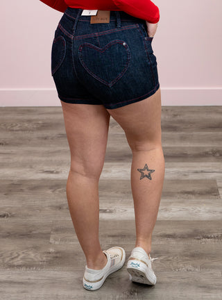 Judy Blue Denim | High Rise Heart Pocket Shorts | Creed