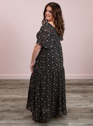 Marcella Smocked Maxi Dress | Black Floral