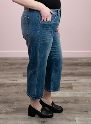 *NEW* Judy Blue | High Rise | Cropped Wide Leg Mid Wash | Jethro