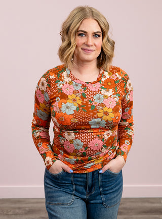 Piper Long Sleeve Floral Top | Rust