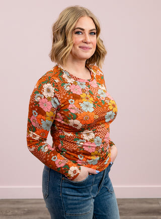 *NEW* Piper Long Sleeve Floral Top | Rust