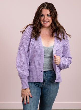 *NEW* RD Style | Loretta Raglan Sleeve V Neck Cardigan | Lilac Mix