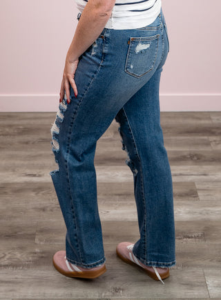 *NEW* Judy Blue | Destroyed High Rise Straight Mid Wash | Harlan