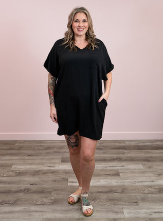 *NEW* Mandie T-Shirt Pocket Dress | Black