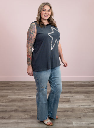 *NEW* Lucky Star Tunic Tank | Metal Grey