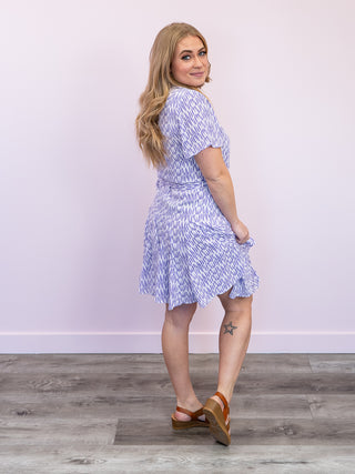 *FINAL SALE* DEX | Sophia Belted Mini Dress | Lavender Geo