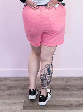 *FINAL SALE* Judy Blue | High Rise | PINK Tummy Control SHORTS | Iker