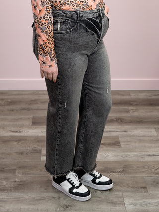 *NEW* Risen Jeans | High Rise Crop Straight Frayed Hem | Albert