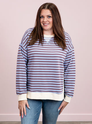 Let It Go Striped Sweatshirt | Blue Multi