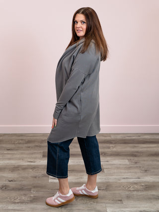 Longline Hooded Cardigan | New Pewter