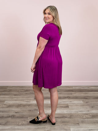 *NEW* Sun Daze V-Neck Button Dress | Magenta