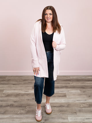 Longline Hooded Cardigan | Lilac