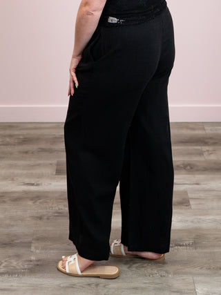 Rising Tide Linen Drawstring Pants | Black