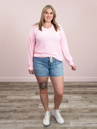 Belle's Ribbed Long Sleeve Top | Pink