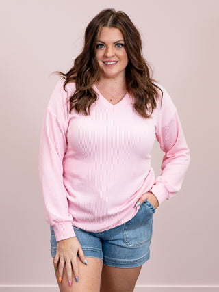 *NEW* Belle's Ribbed Long Sleeve Top | Pink