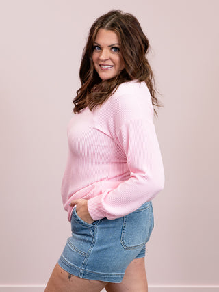 *NEW* Belle's Ribbed Long Sleeve Top | Pink