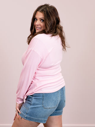 *NEW* Belle's Ribbed Long Sleeve Top | Pink