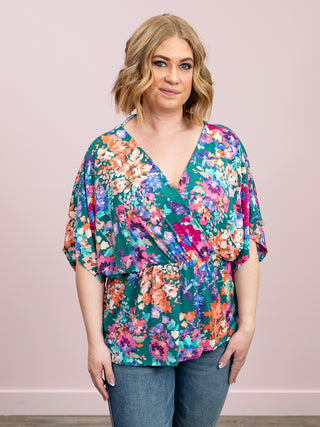 *NEW* Valencia Wrap Top| Isabelle Floral | Jade