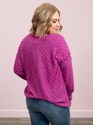 *NEW* The Countess Checkered Knit Top | Fuchsia