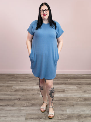 *NEW* Step In Time Ribbed Dress | Vintage Denim