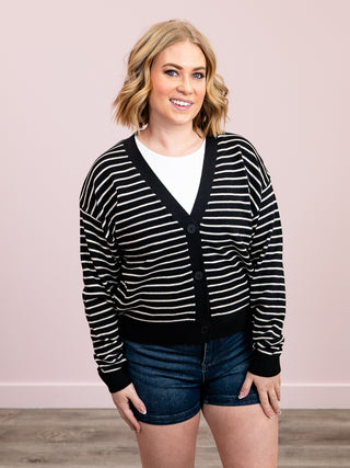 *NEW* Supernova Striped Cardigan | Black