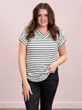 *NEW* Zero To Hero Stripe Tee | Cream & Black