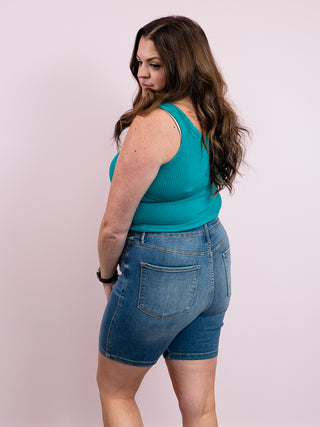 *FINAL SALE* Judy Blue | Hi Waist | Medium Wash Tummy Control Bermuda Short | Stanley