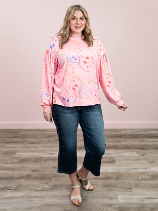 *NEW* Happy Days Bubble Sleeve Top | Pink