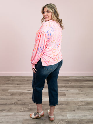 *NEW* Happy Days Bubble Sleeve Top | Pink