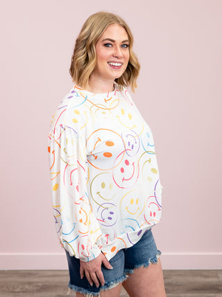 *NEW* Happy Days Bubble Sleeve Top | Ivory