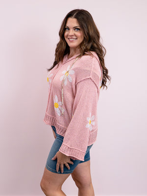 *FINAL SALE* Hazy Dazy Hooded Sweater | Strawberry Milk